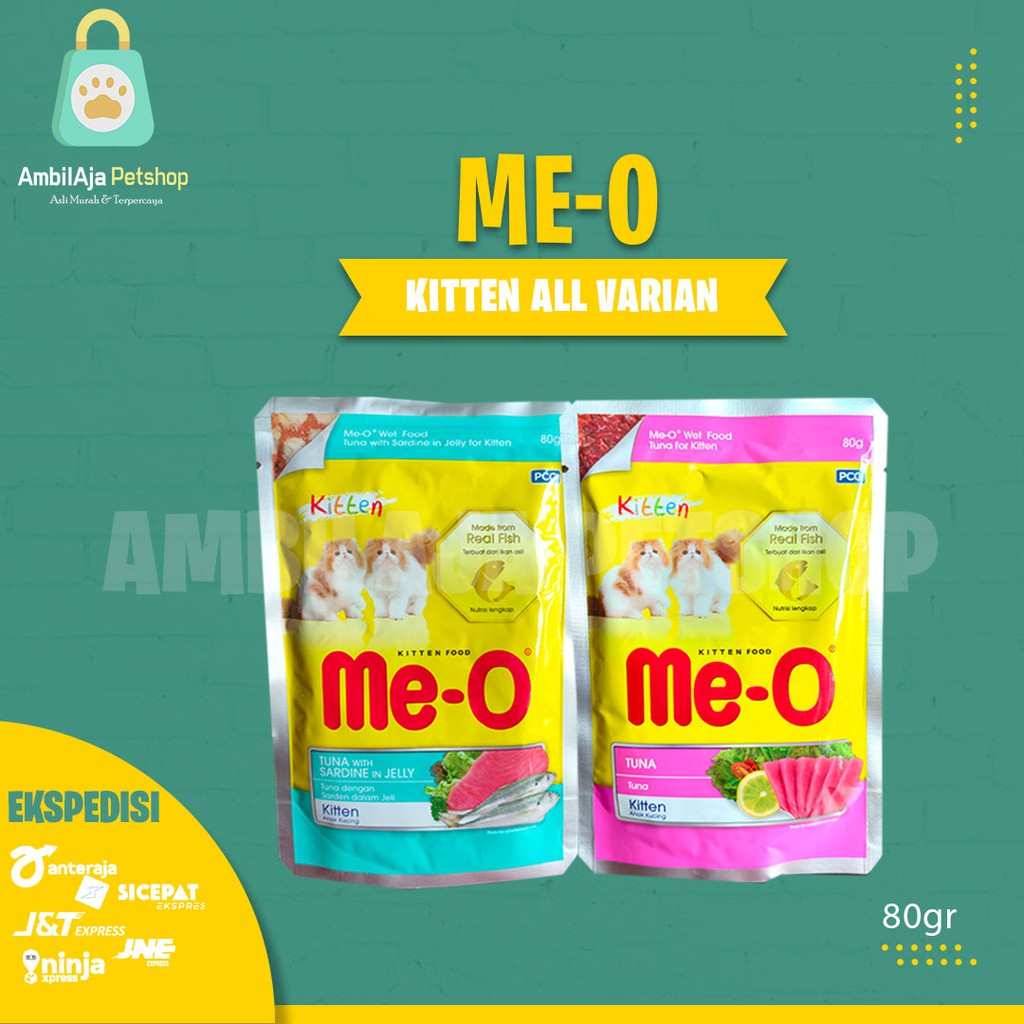 Makanan Kucing basah MEO pouch 80g Adult &amp; Kitten All Varian