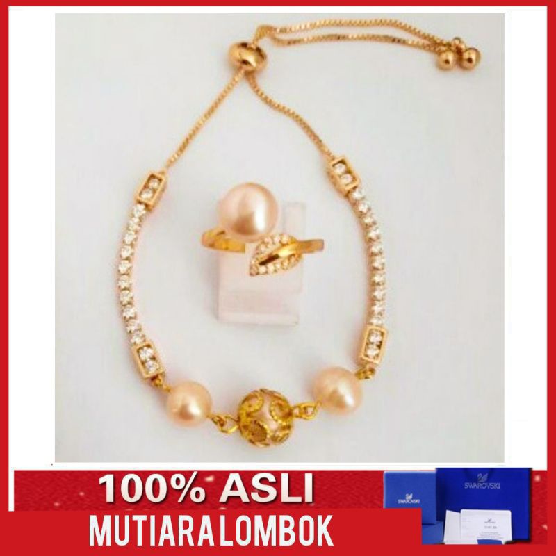 perhiasan gelang cincin mutiara rhodium lapis emas mutiara lombok gelang wanita cincin mutiara asli