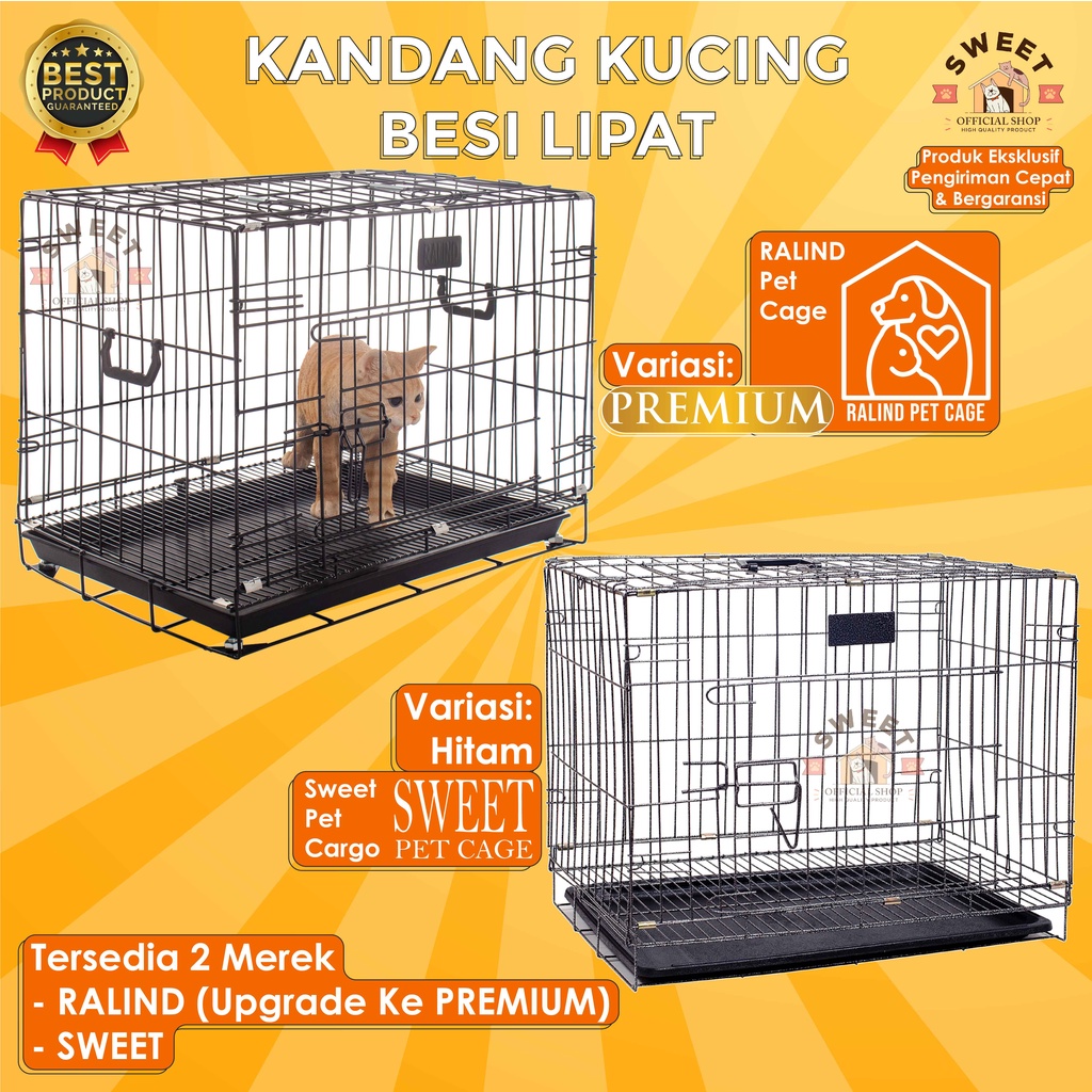 KANDANG KUCING BESI LIPAT SIZE L 60x55x45 SUPER TEBAL IMPORT HIGH QUALITY - BEST PET CAGE - KELINCI-1
