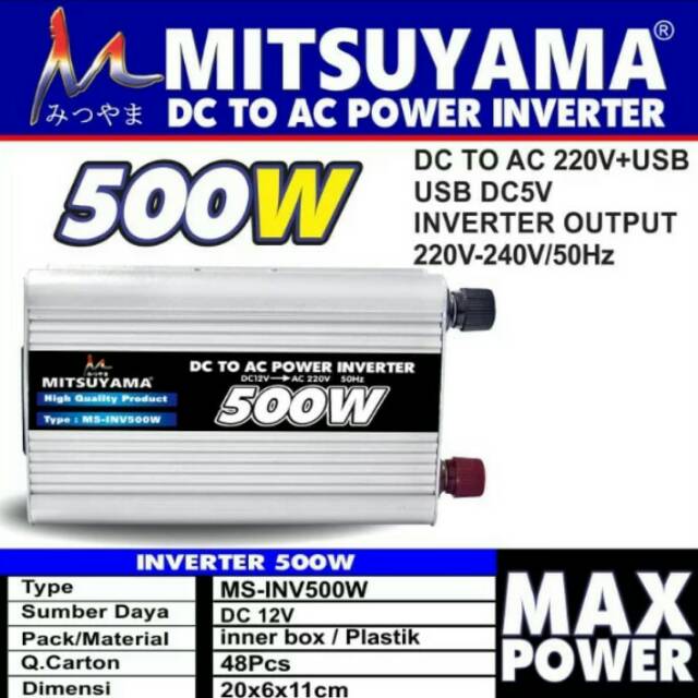 POWER INVERTER DC TO AC MITSHUYAMA 500WAT