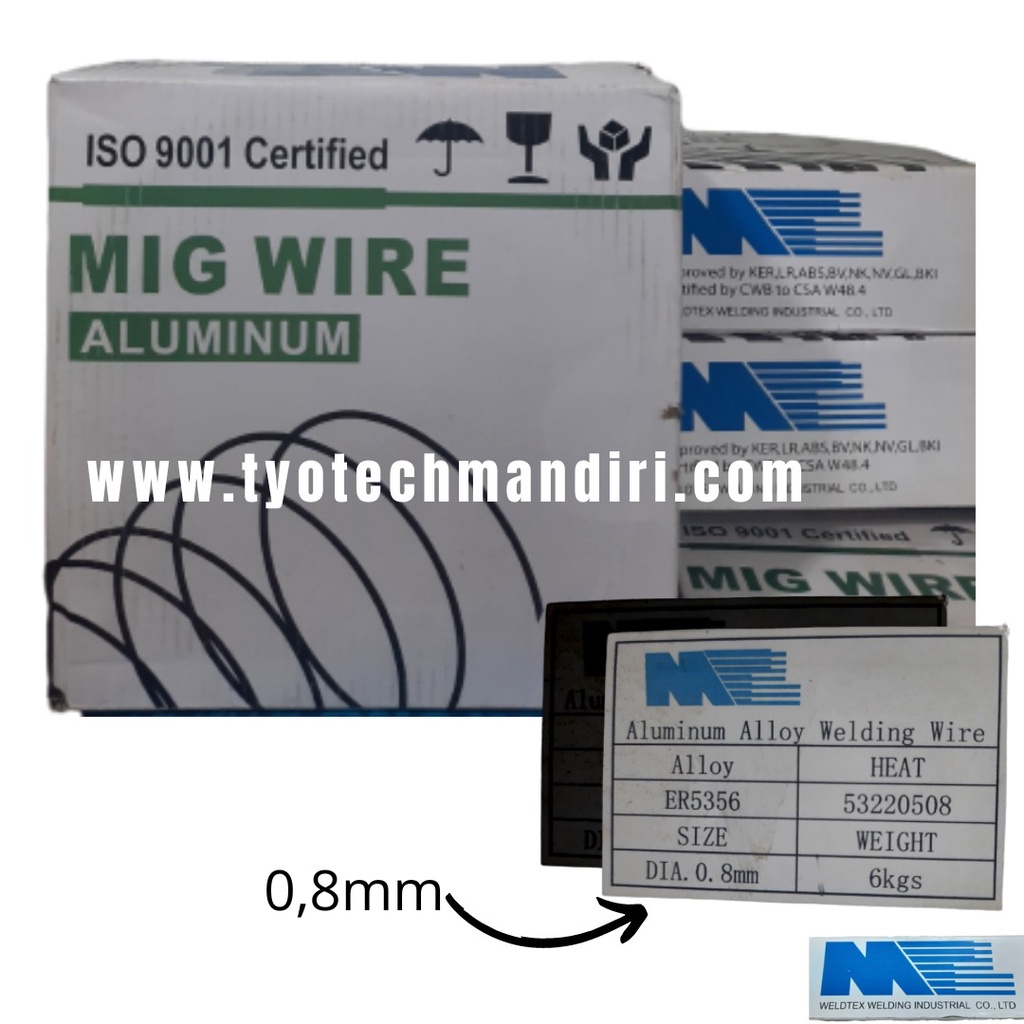 Kawat Las Aluminium TIG MIG WIRE 0.8Mm ER5356 ALLOY / MTL