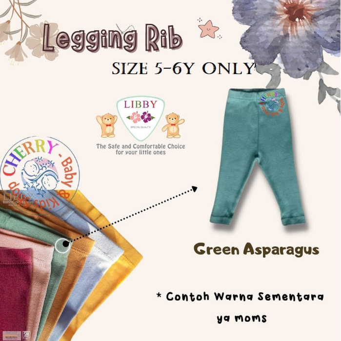 0 - 6 Tahun Libby Earth Series Legging Rib Cotton NEW Green Aparagus CBKS