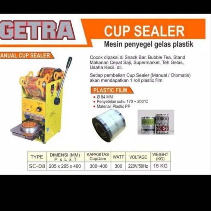 Manual Cup Sealer Getra SCD8 / Penyegel Gelas Plastik Getra SC D8 GARANSI RESMI