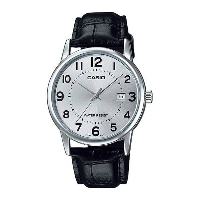 Casio Original Standard Type MTP-V002L-7B / Casio Analog Tali Kulit Hitam / Jam Tangan Pria