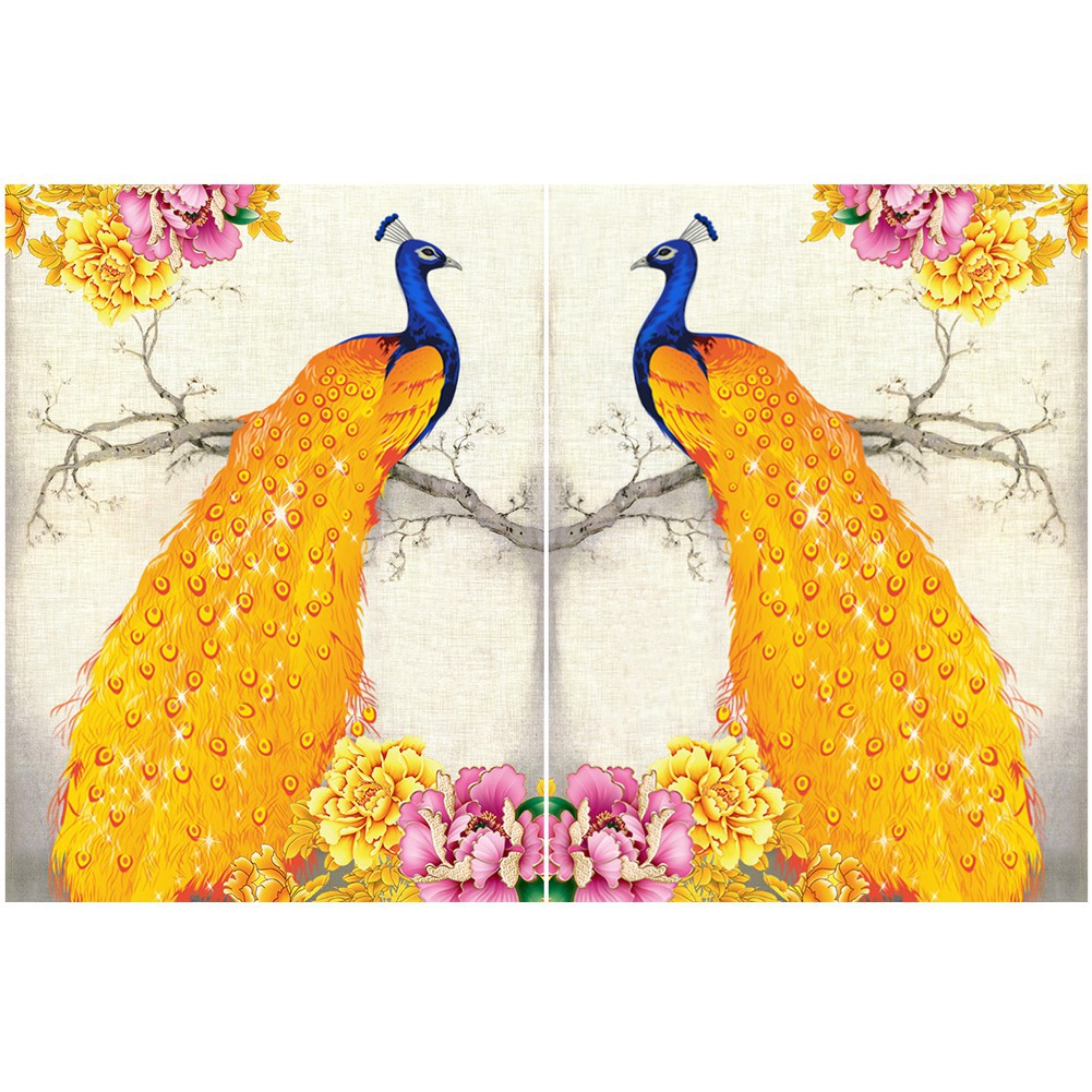 Dekorasi Dekorasi 5d Lukisan Gambar Burung Merak Warna Emas Efek