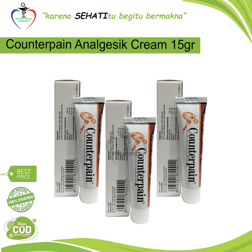 COUNTERPAIN 15 Gr Krim Nyeri Otot Sendi Keseleo Terkilir Cream Salep Analgesic Pegal Linu Encok