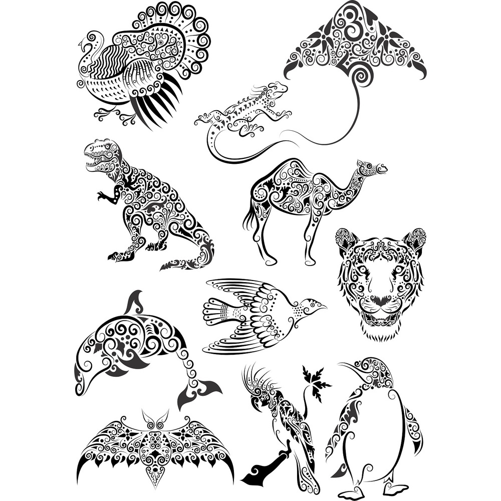 Ornament Animals Art Silhouette Vector - Coreldraw