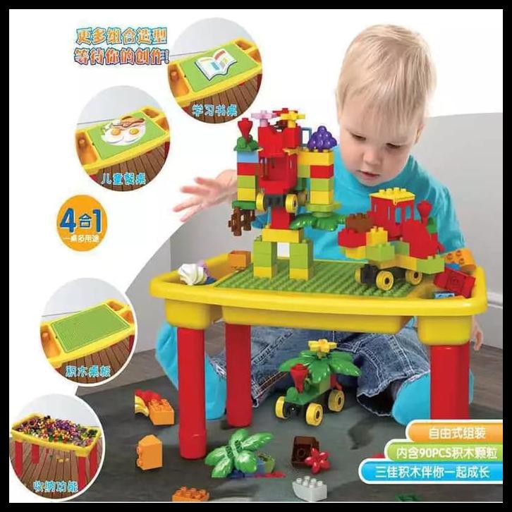 Mainan Anak Set Lego Block 800Pcs + Meja Bongkar Pasang Lego