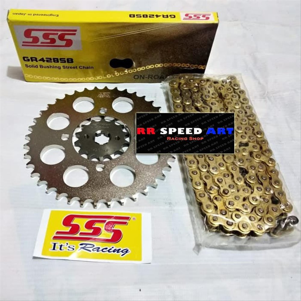 Gear set SSS RX King 428 rantai GOLD