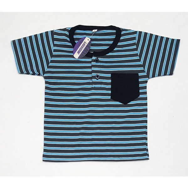 [GROSIR] 1 lusin Kaos Anak Premium Salur &amp; Polos (1-7th) Baju Dengan Kancing &amp; Saku