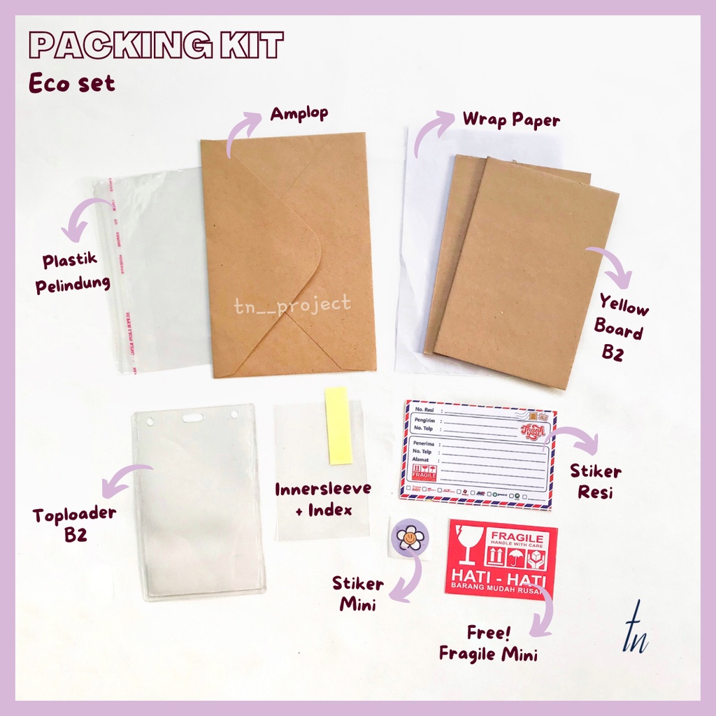 ECO Friendly Packing Photocard Set Kit | Paket Bahan Perlengkapan Packing Photo Card PC Ramah Lingkungan Eco Friendly