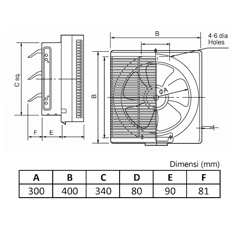 KDK Exhaust Fan / Exhaust Dinding / Hexos Dinding / Kipas Ventilasi 30RQN5 30 RQN5