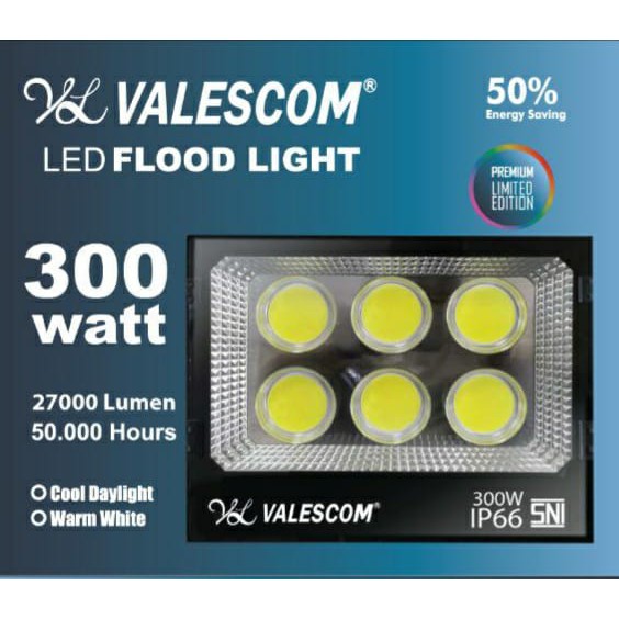 Lampu LED Tembak COB Valescom 50,100,200,300 &amp; 400 Watt ip66 SUPER BRIGHT