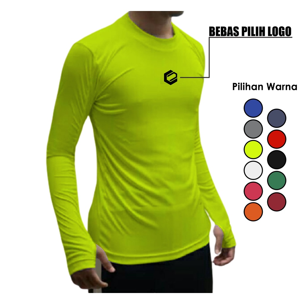 KAOS MANSET BASELAYER THUMBHOLE JARI FUTSAL BOLA SPORT OLAHRAGA TRAINING LENGAN PANJANG PRIA COWOk