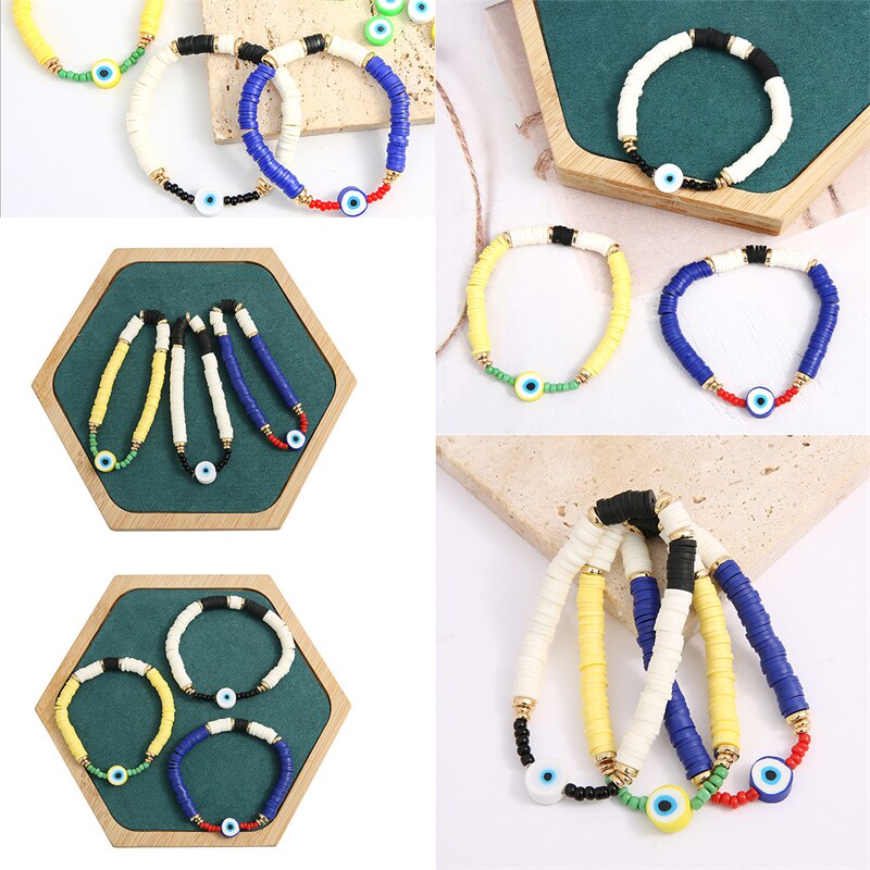 30 Buah/Banyak 10Mm Mata Jahat Datar Bulat Tanah Liat Polimer Manik-manik Manik-manik Longgar untuk Membuat DIY Anak-anak Perhiasan Gelang Kalung Aksesoris