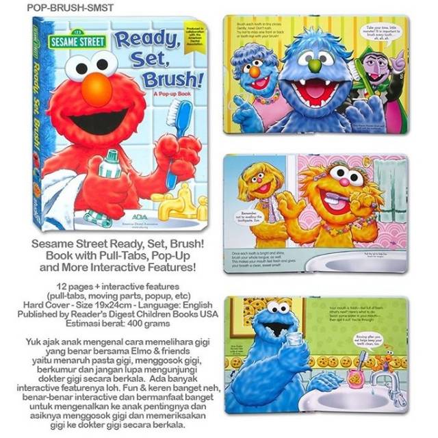 Elmo sesame street, Ready , Set, Brush  ( Pop up book )