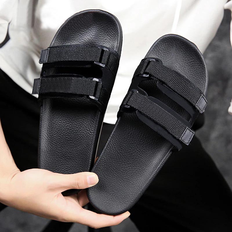 Off White Sandals slop pria wanita hitam left right kasual Off White Sandals slop pria wanita hitam left right kasual