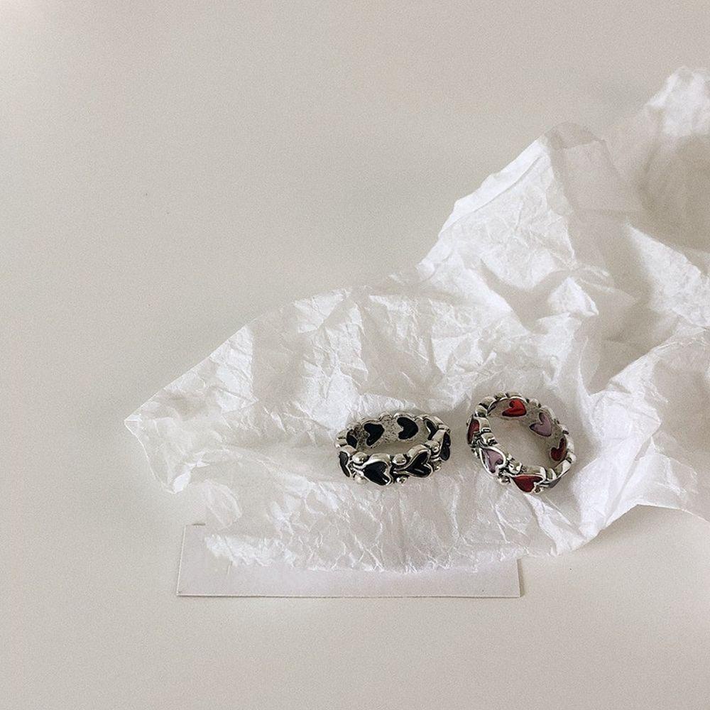 Cincin Rantai Hati Model Terbuka Dapat Disesuaikan Gaya Punk Retro Korea Untuk Wanita