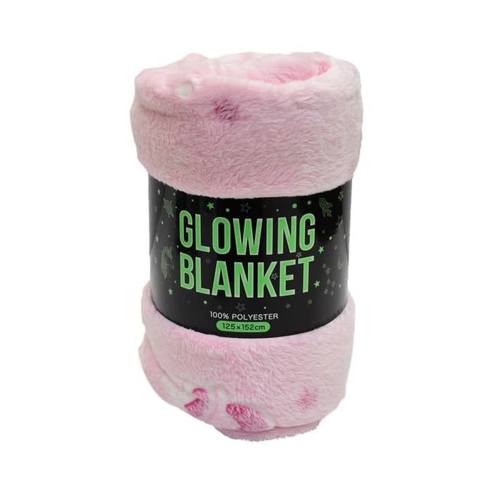 INFORMA - SELIMUT BLANKET GLOWING UNICORN PINK 125X152CM bn17
