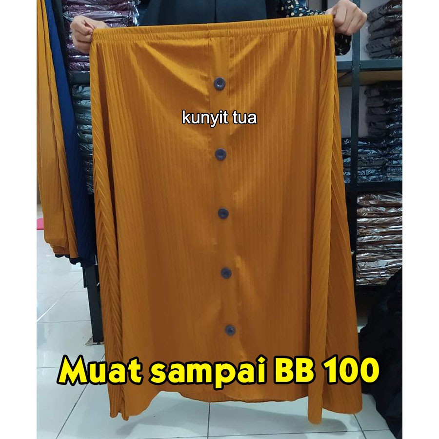 Rok plisket model kancing ukuran super jumbo xxl tebal