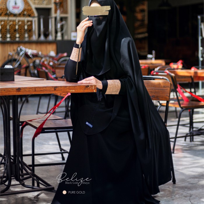TERBARU     Belize - Black Gold Abaya (abaya only)