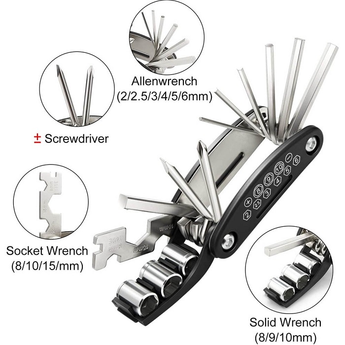 Kunci Sepeda 15 pcs Tools Kunci Lipat Obeng 15 in 1