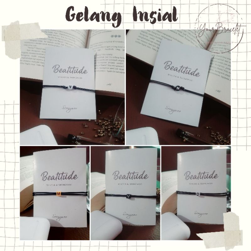 YB-(Buy 5 free 1)[PART 3- FONT BUNDAR PUTIH] Gelang inisial/ gelang tali inisial/gelang custom inisial/ gelang tali korea