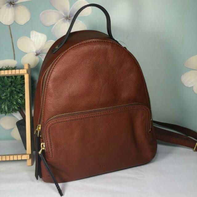 Tas Fossil original - Felicity backpack brandy brown, fig , black (size reguler)