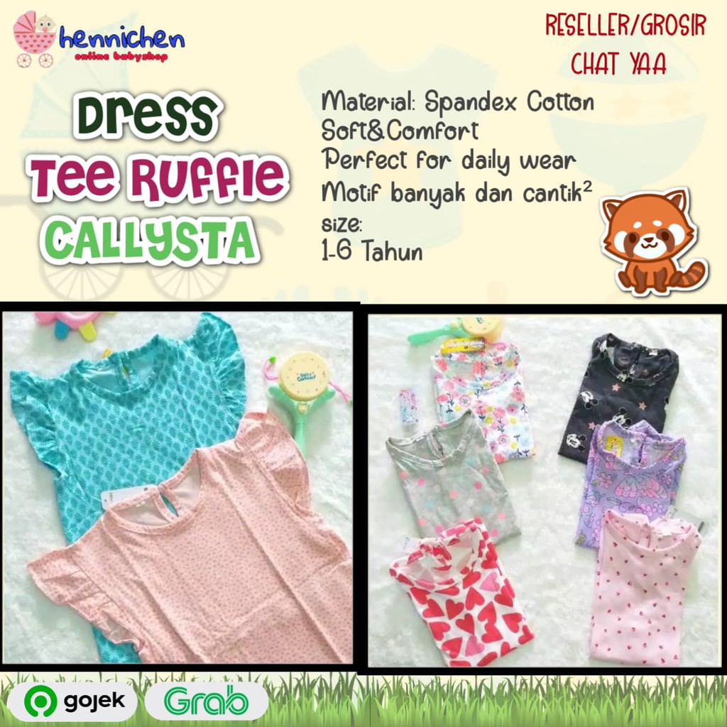 Kaos callysta Anak Perempuan Tee Ruffle Lengan Pendek 1 - 6 tahun