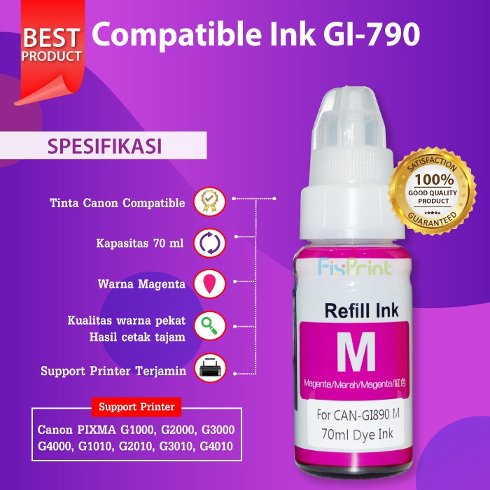 Paket 1 Satu SET TINTA COMPATIBLE CANON GI790 GI 790 PRINTER G1010 G2010 G3010 G4010 G2000 G3000