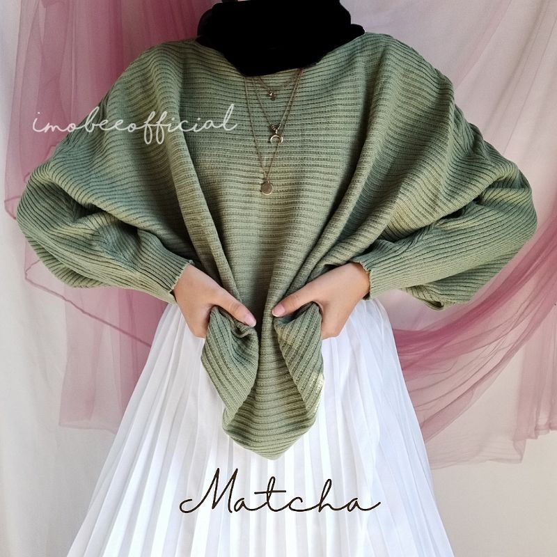 KNIT BATWING OVERSIZE // RAJUT BATWING LASPERAL // SWEATER RAJUT KALONG-PREMIUM Matcha