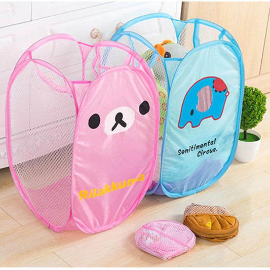 DD33 Keranjang Baju Basket sama plastik yg terdapat pada foto MOTIF lipat karakter lucu (1KG=13PCS)