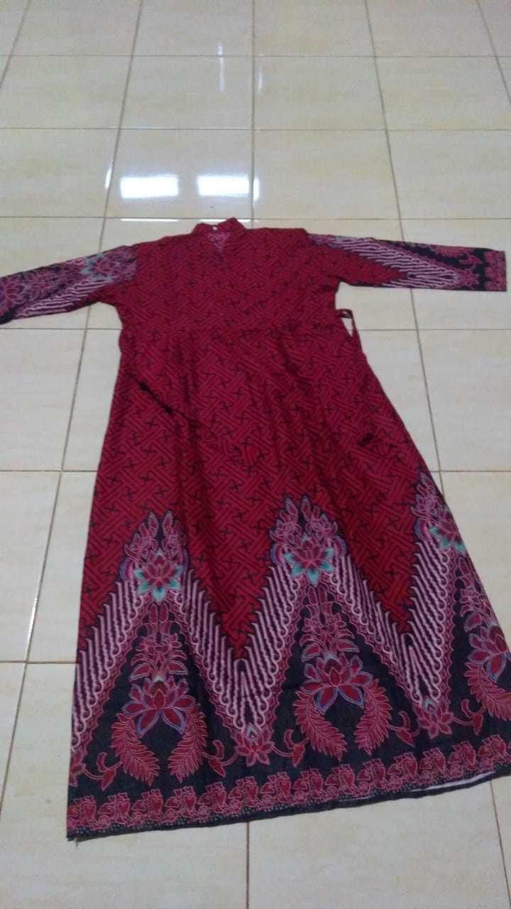 Batik Couple Keluarga Sania Ruffle Ori Ndoro Jowi Dnt Motif Bata Merah