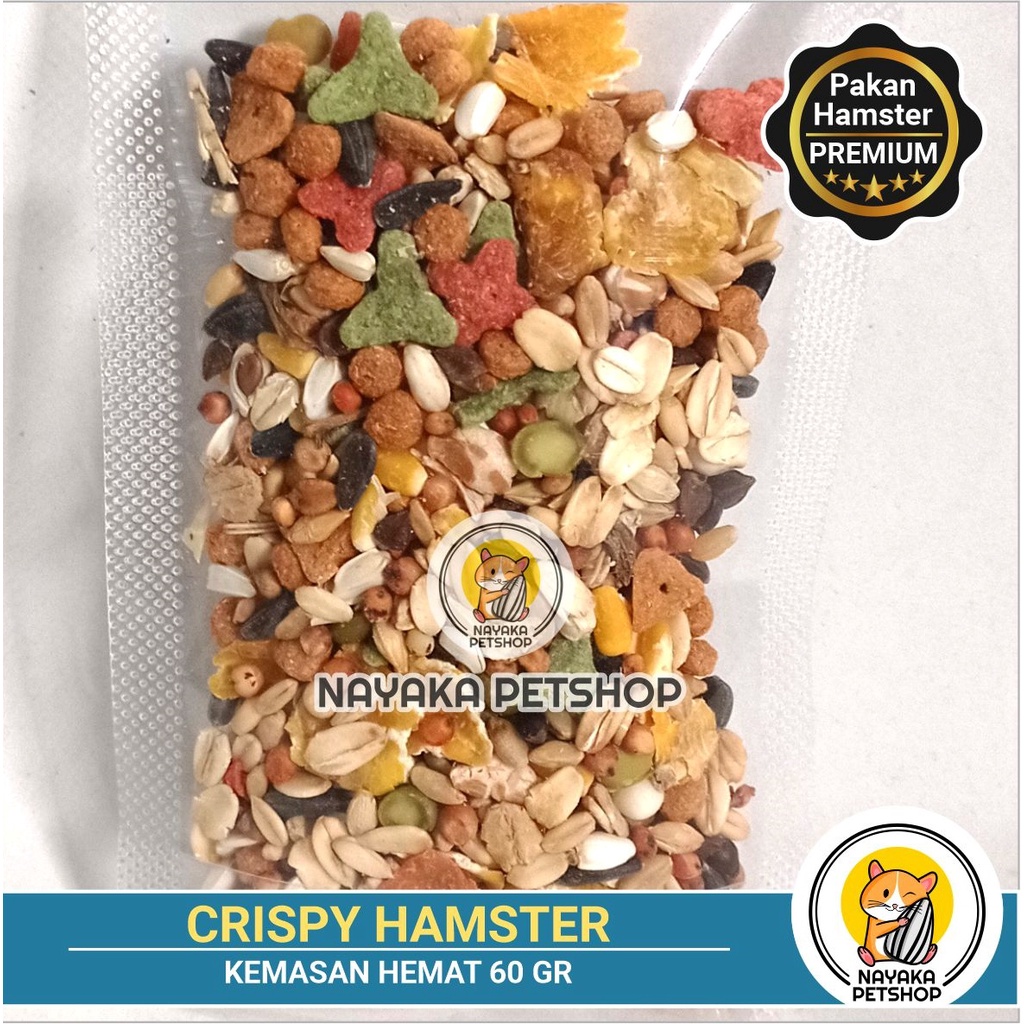 Kemasan Hemat Crispy Hamster 60 gr Pakan Hamster Premium Sultan Hamfood Makanan Mix