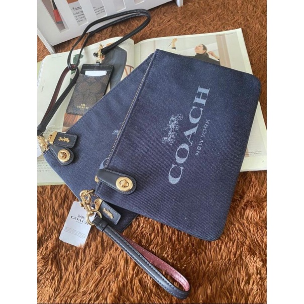 Coach pouch denim jacquard