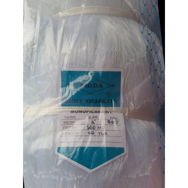 jaring ikan gillnet milenium arida 4 inch tebal 6 ply lebar 140 md panjang 100 yard lari
