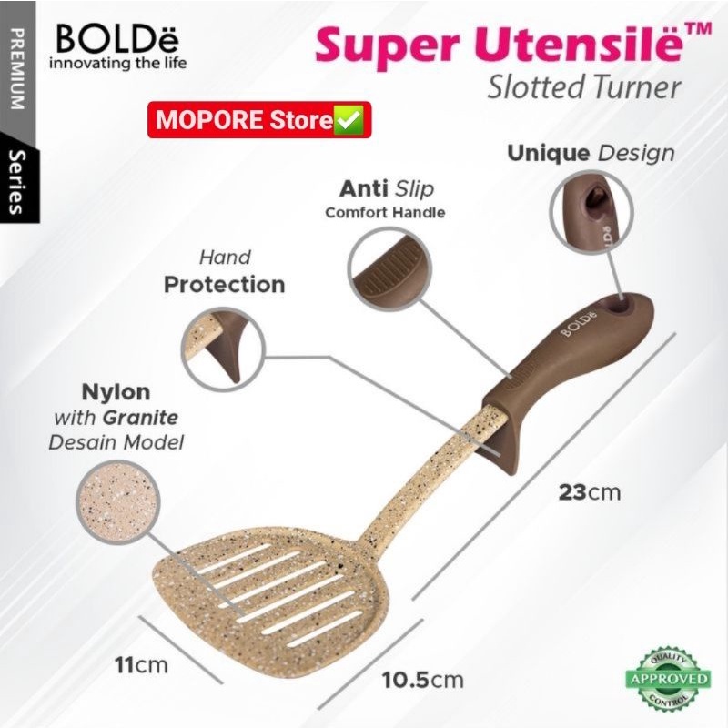 BOLDe Super Utensil Slotted Turner - Spatula Lubang - Sutil - Sodet