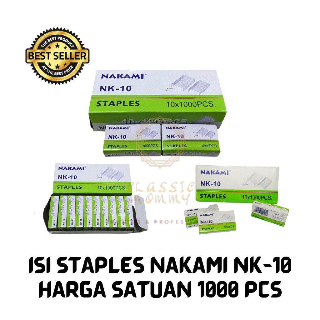 

Isi Staples Refill Stapler Jepretan Cekrekan Kecil no 10 Nakami NK-10 Harga Satuan 1000 pcs