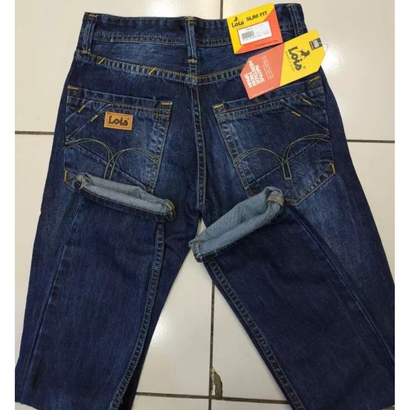 promo cuci gudang Celana panjang jeans pria lois terlaris termurah bisa bayar ditempat  [ COD ]-BIRU GELAP