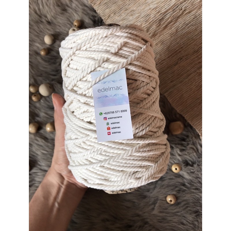 500gram Tali Benang Katun Macrame Natural 3mm | 4mm Premium