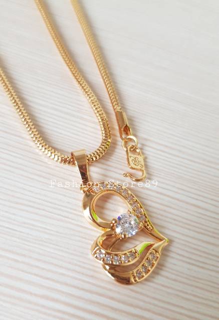 Fashion lapis emas love perhiasan xuping kalung love xuping import lapis emas 18k