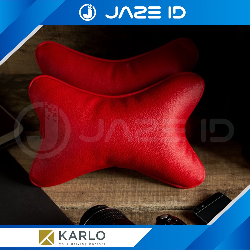 Karlo Bantal Premium Leher Kepala Mobil Basic Red Merah