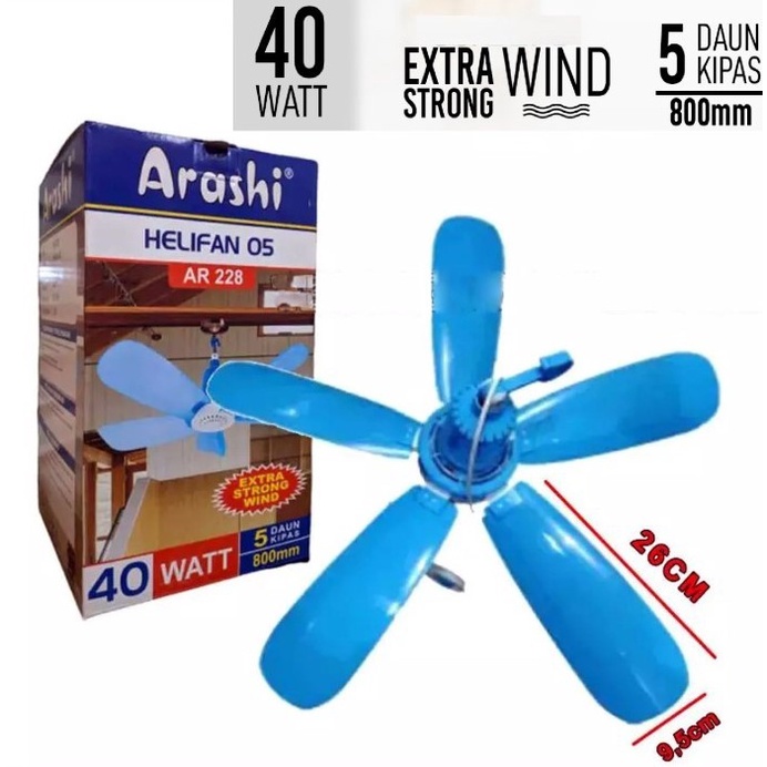 Arashi Helifan AR 228  Kipas Angin Gantung 5 Baling SNI