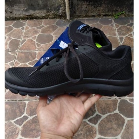 Sepatu Pria Champion Original MAP Full Hitam Tali Sneaker Olahraga
