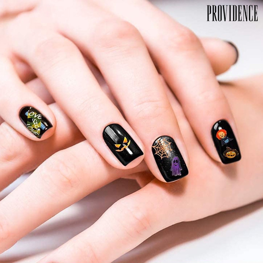 Providence 1 Sheet Nail Stickers Halloween Theme Pattern Self-Adhesive Paper Pumpkin Ghost Fingernails Decals Nails Accessories