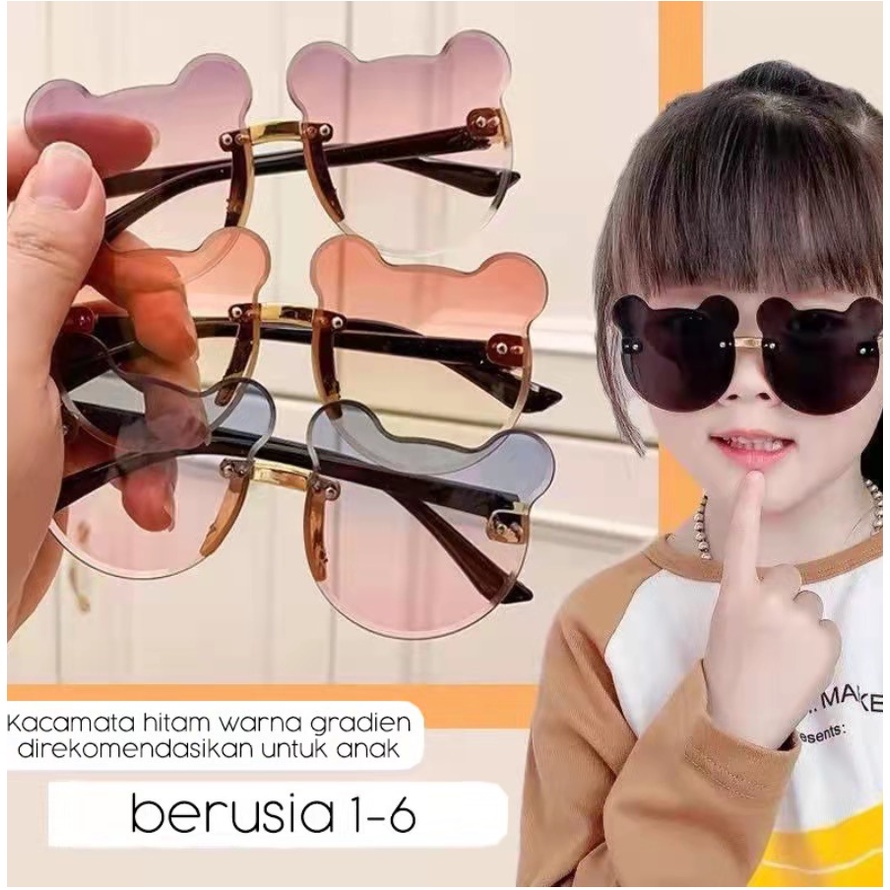 PA KACAMATA BEAR ANAK FASHION KIDS 1 - 8 TAHUN KOREA Kacamata Hitam Anak New Trend Fashion Anak Terbaru NO frame Titanium Telinga Beruang High Quality Import KC025