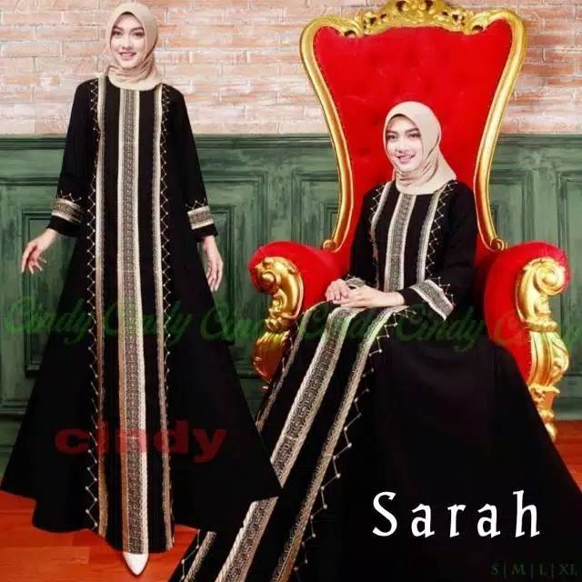 abaya Gamis arab hitam bordir sarah