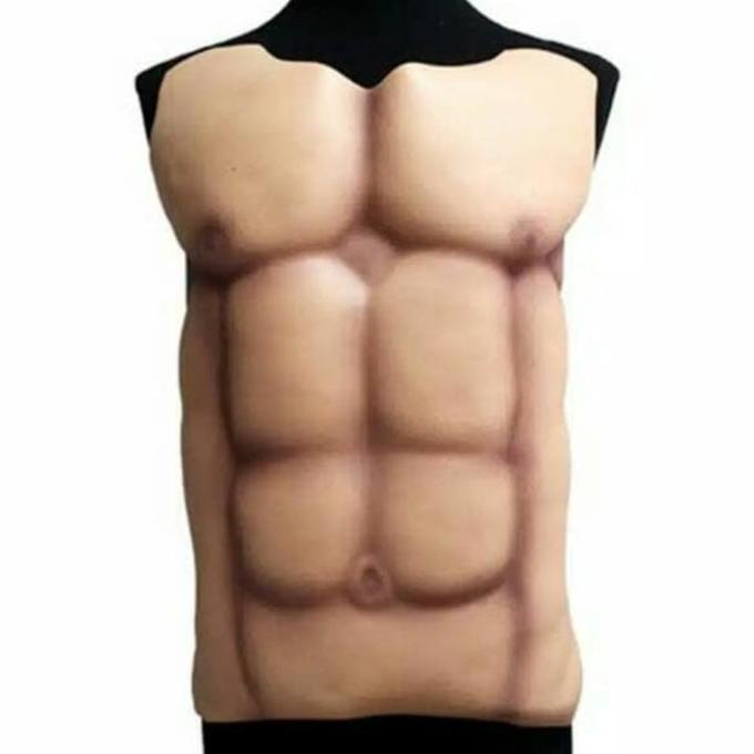 Otot Palsu Dada Perut Bidang Six Pack Halloween Cosplay Topeng Pesta