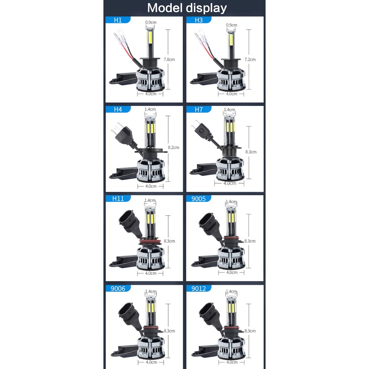 1 Pasang Kecerahan Tinggi 8 Sisi Mobil Lampu Depan LED Bohlam H1 H3 H4 H7 H8 H9 H11 9005 HB3 9006 HB4 9012 Lampu 6000K Lampu Kabut LED