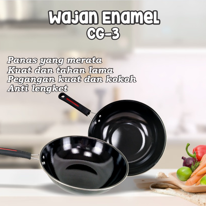 Wajan Enamel Anti lengket Wajan Stainless 32Cm wajan warna Penggorengan serbaguna